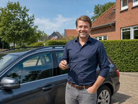 Verkäufer aus Grevenbroich mit dem verkauften Fahrzeug